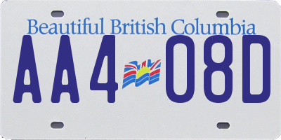 BC license plate AA408D