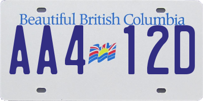 BC license plate AA412D