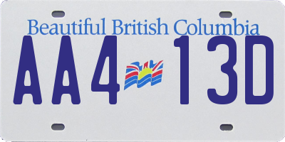 BC license plate AA413D