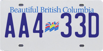 BC license plate AA433D