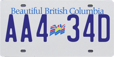 BC license plate AA434D