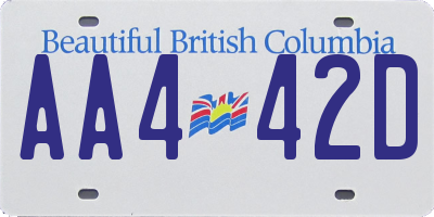 BC license plate AA442D