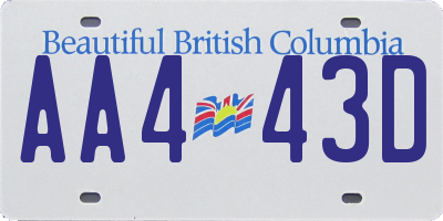 BC license plate AA443D