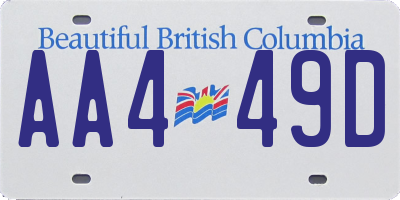 BC license plate AA449D