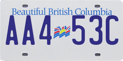 BC license plate AA453C
