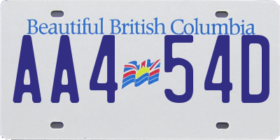 BC license plate AA454D