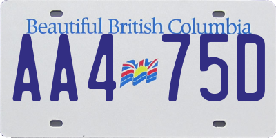 BC license plate AA475D
