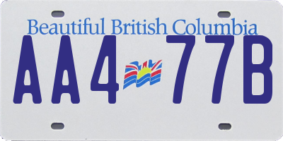 BC license plate AA477B
