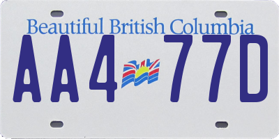 BC license plate AA477D