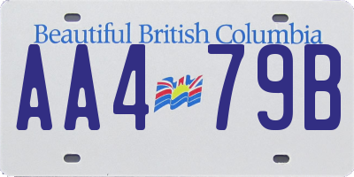BC license plate AA479B