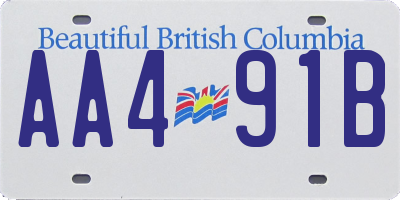 BC license plate AA491B
