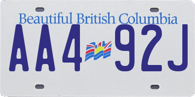 BC license plate AA492J