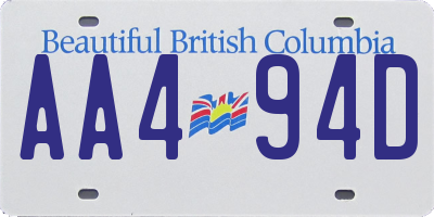 BC license plate AA494D