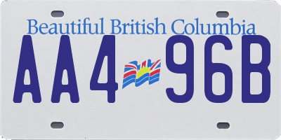BC license plate AA496B