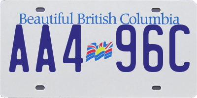 BC license plate AA496C