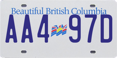 BC license plate AA497D