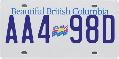 BC license plate AA498D