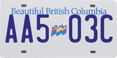 BC license plate AA503C