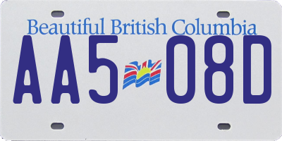 BC license plate AA508D