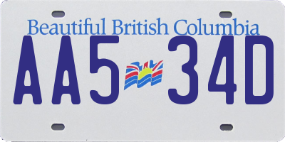 BC license plate AA534D