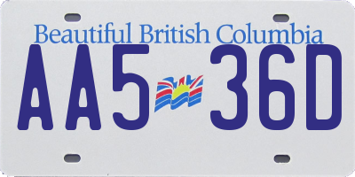 BC license plate AA536D