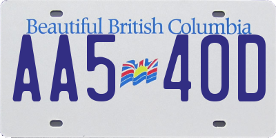 BC license plate AA540D