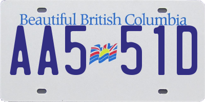 BC license plate AA551D