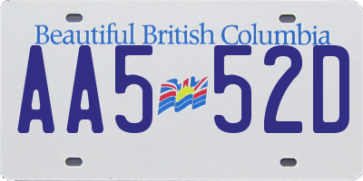BC license plate AA552D