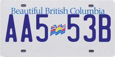 BC license plate AA553B