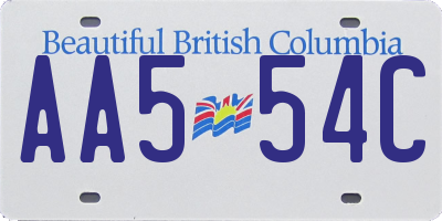 BC license plate AA554C