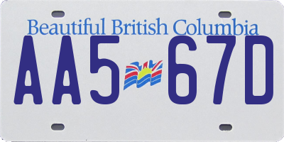 BC license plate AA567D
