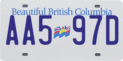 BC license plate AA597D
