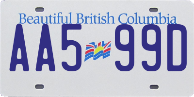 BC license plate AA599D