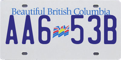 BC license plate AA653B