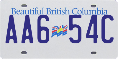 BC license plate AA654C