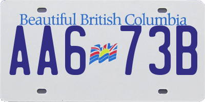 BC license plate AA673B