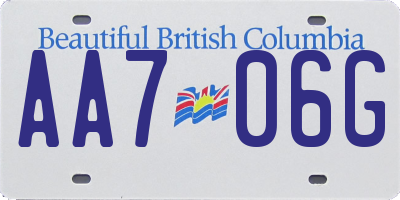 BC license plate AA706G