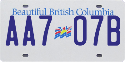 BC license plate AA707B