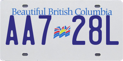 BC license plate AA728L