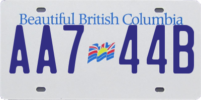 BC license plate AA744B
