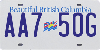 BC license plate AA750G
