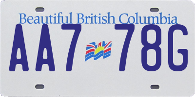 BC license plate AA778G