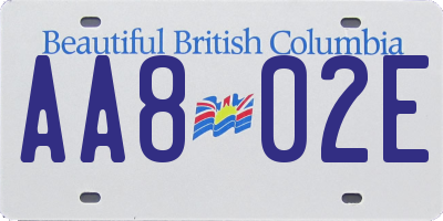 BC license plate AA802E