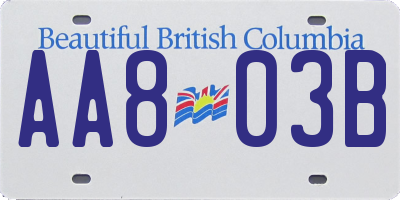 BC license plate AA803B