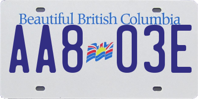 BC license plate AA803E