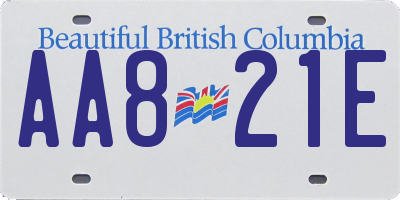 BC license plate AA821E