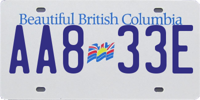 BC license plate AA833E