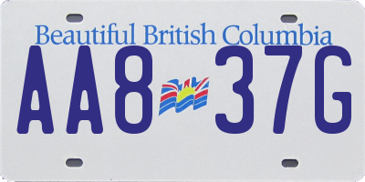 BC license plate AA837G