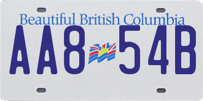 BC license plate AA854B