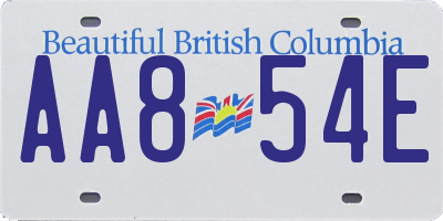 BC license plate AA854E